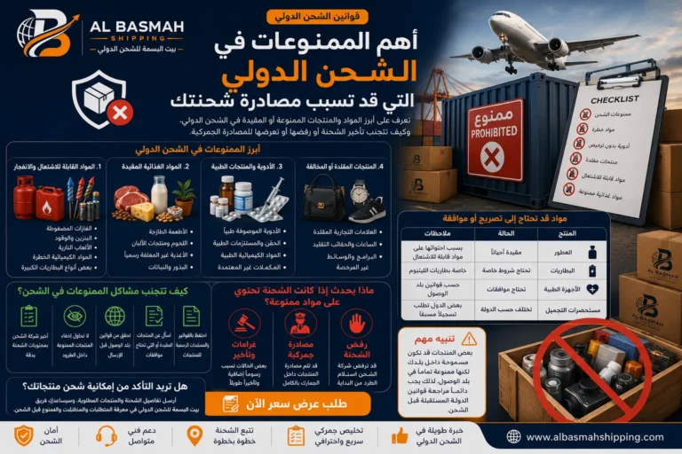 أهم الممنوعات في الشحن الدولي